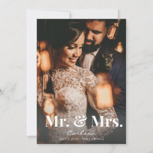 Photo Typography Wedding Announcement Mr & Mrs