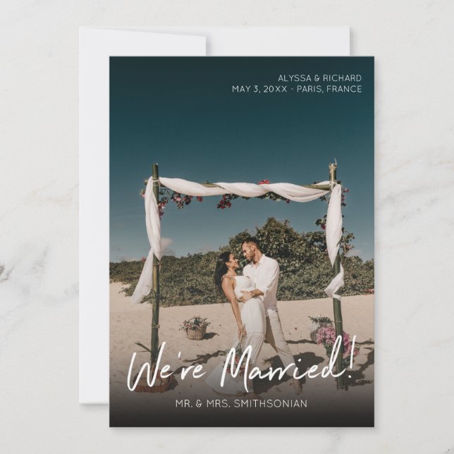 Photo Typography Wedding Announcement Vertical (Front)
