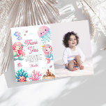 Photo Under the Sea Mermaids Kids Birthday Party  Thank You Card<br><div class="desc">The **Photo Pink Under the Sea Mermaids Kids Birthday Party Thank You Card** is a charming and whimsical way to express gratitude after a fun-filled birthday celebration. This thank you card features a delightful under-the-sea theme with playful mermaid illustrations in shades of pink. The design includes space for a favourite...</div>