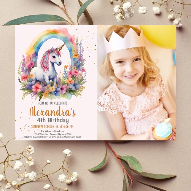 Photo Unicorn Birthday Party Invitation (Creator Uploaded)