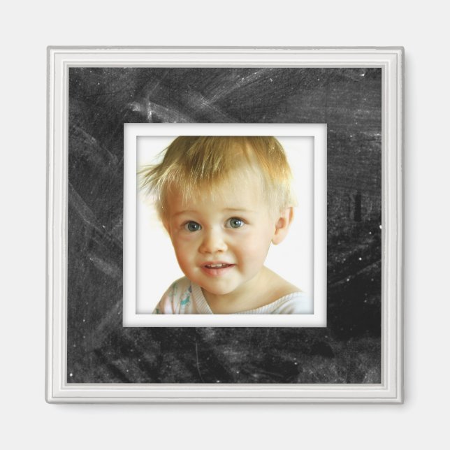 Photo Upload Faux Chalkboard Image Magnet (Front)