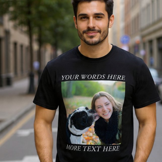 Photo Upload T-Shirt with Custom Text (Creator Uploaded)