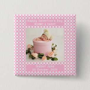 Photo Valentine For Mummy And Daddy New Parents 15 Cm Square Badge