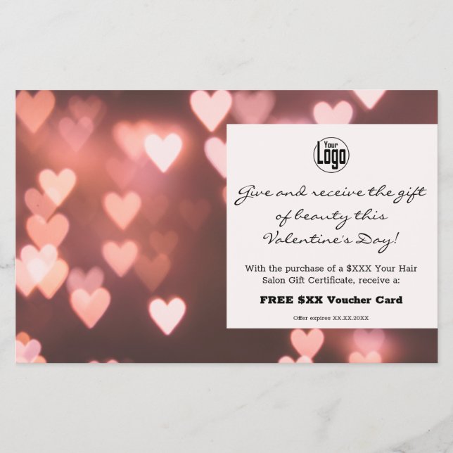 Photo Valentine's Day Gift Certificate Promotion Flyer (Front)