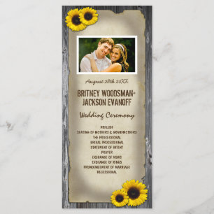 Photo Vintage Barn Wood Sunflower Wedding Programs Programme