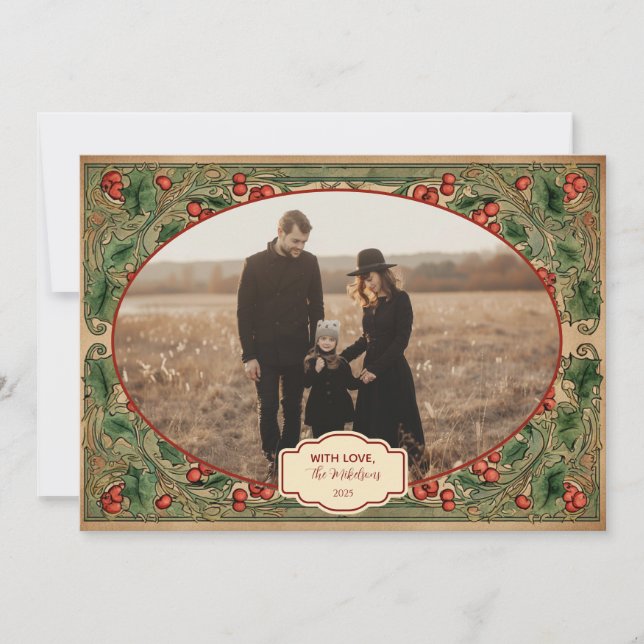 Photo Vintage Botanical Holiday Card (Front)