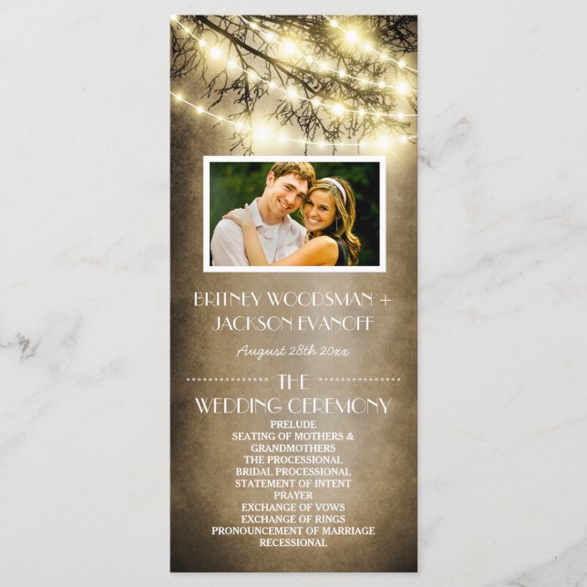 Photo Vintage Country Rustic Tree Wedding Programs Programme (Front)