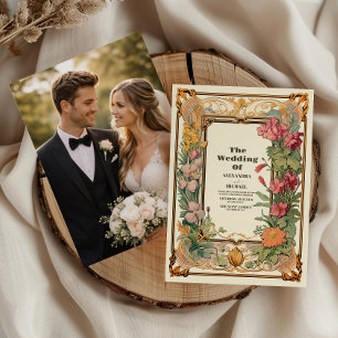 Photo Vintage Floral Art Nouveau Wedding Invitation