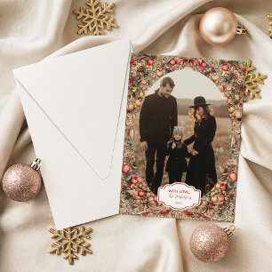 Photo Vintage Holiday Garland Christmas Card