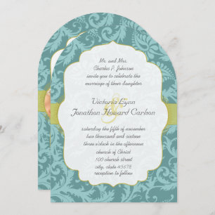 Photo Vintage Love Bird Damask Wedding Invite