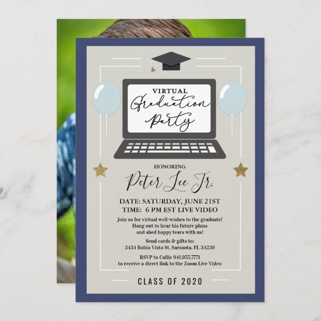 PHOTO - Virtual Graduation Party Invitation (Front/Back)
