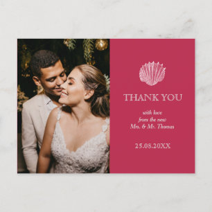 Photo Viva Magenta Sea Shell Wedding Thank You Postcard