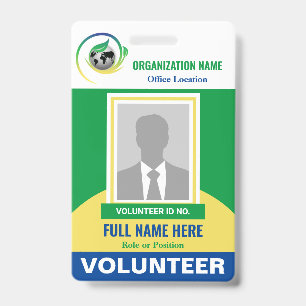 Photo Volunteer Non-Profit NGO Any Color Template ID Badge