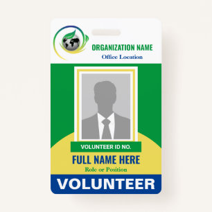 Photo Volunteer Non-Profit NGO Any Color Template ID Badge
