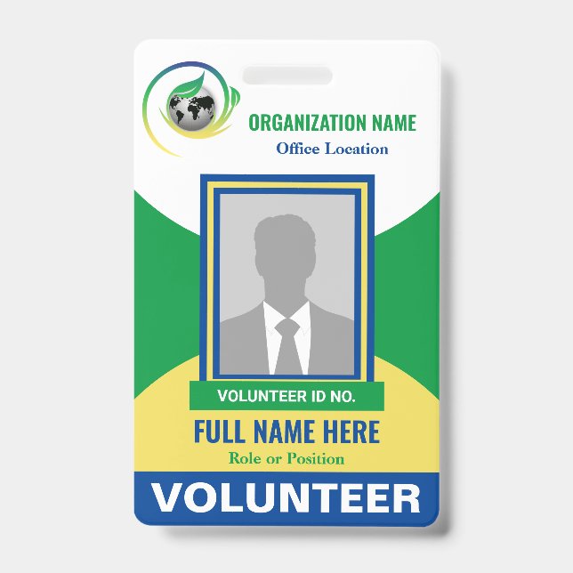 Photo Volunteer Non-Profit NGO Any Color Template ID Badge (Front)