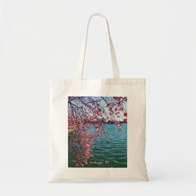 Photo Washington DC US cherry blossom by the river Tote Bag (Front)