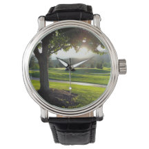Photo watch, golf course, sunset, wristwatch, golf