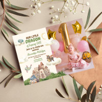 Photo Watercolor Dragon Baby 1st Birthday