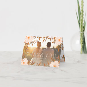 Photo Watercolor Floral Modern Wedding Thank You Card