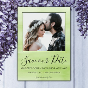 Photo Watercolor Save the Date Green