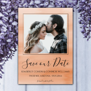 Photo Watercolor Save the Date Orange