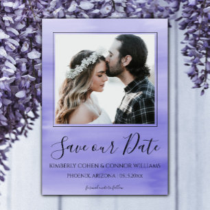 Photo Watercolor Save the Date Purple
