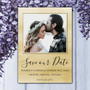 Photo Watercolor Save the Date Yellow