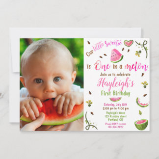 Photo Watermelon birthday invitation 1st birthday