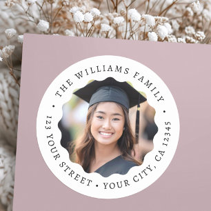 Photo wavy border graduation return address label