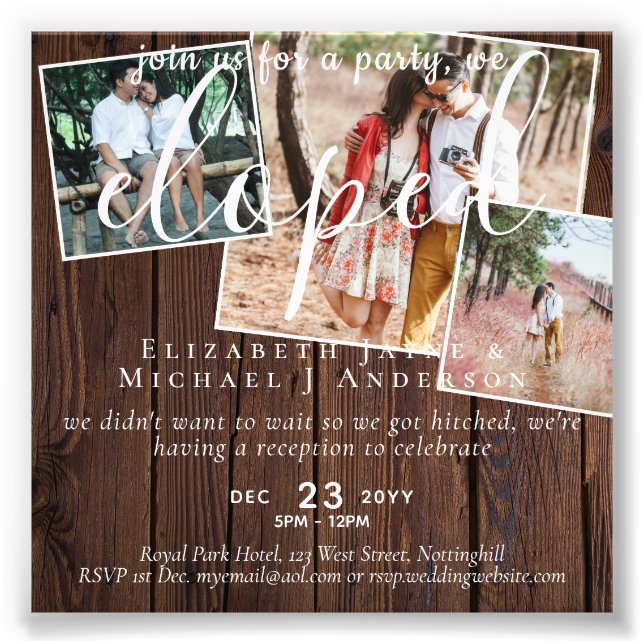 PHOTO We Eloped Announcement Reception Party Print (Front)
