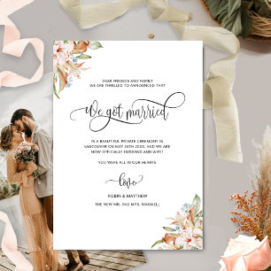 Photo, We got Married, Earthy Blooms Wedding Announcement