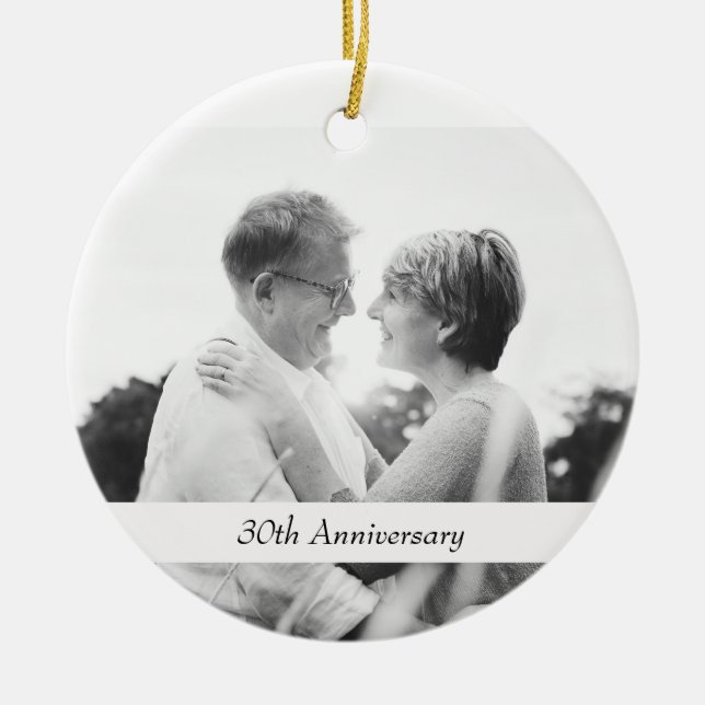 Photo Wedding 30th Anniversary Gifts Keepsake Ceramic Tree Decoration (Front)