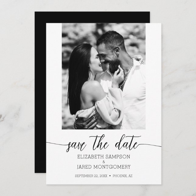 Photo Wedding Black Save The Date (Front/Back)