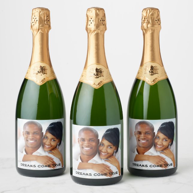 Photo Wedding Bridal Party Engagement Anniversary Sparkling Wine Label (Bottles)