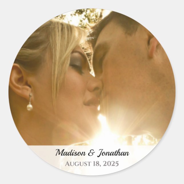 Photo Wedding Classic Round Sticker (Front)