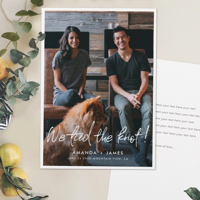 Photo Wedding Elopement Card with Modern Script (Creator Uploaded)