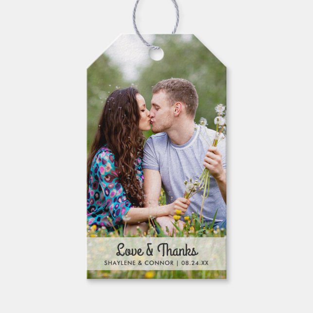 Photo Wedding Favour Tags | Striped Back (Front)