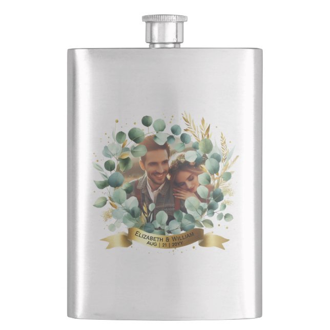 PHOTO Wedding Gift Newlyweds Anniversary Couples  Hip Flask (Front)