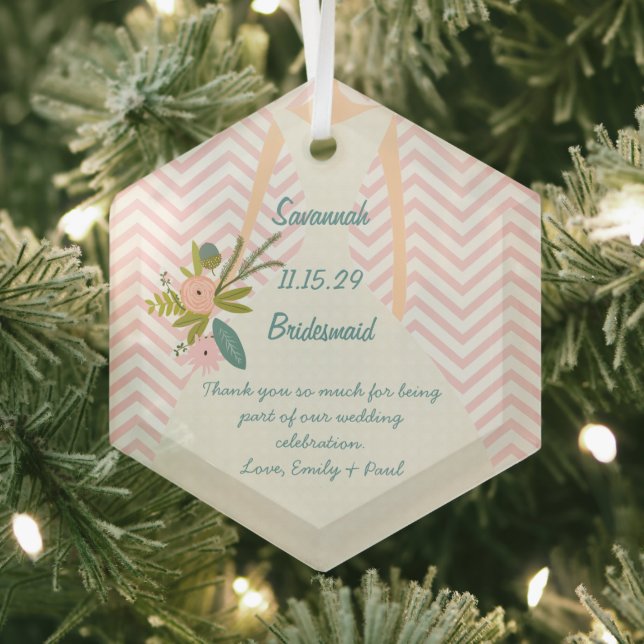 Photo Wedding Gown Bridesmaid Keepsake Gift Glass Tree Decoration (Insitu)