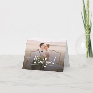 Photo Wedding Handwritten Script Custom Thank You Card