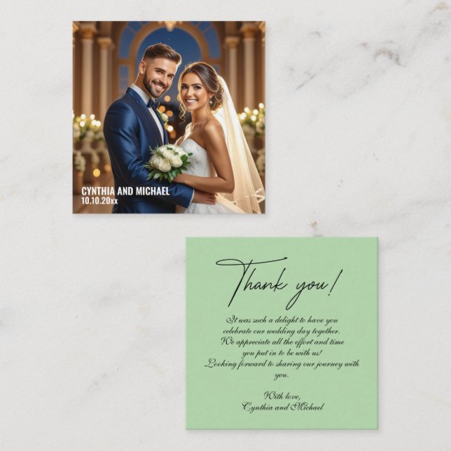 Photo Wedding Handwritten Thank You Card Note (Front/Back)
