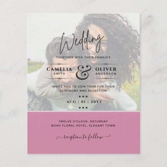 PHOTO WEDDING INVITATION Budget Overlay Text LeahG Flyer (Front)
