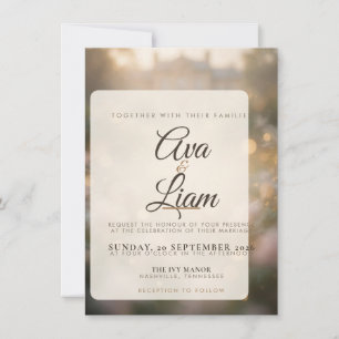 Photo Wedding Invitation, Petite Bokeh Invitation