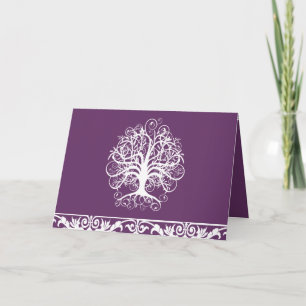 Photo Wedding Invitation-Plum & White Swirl Tree Invitation