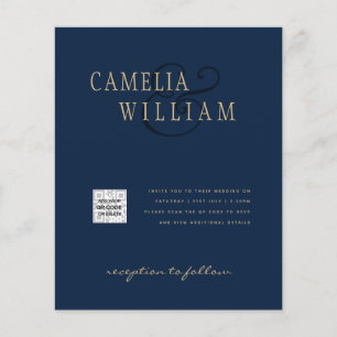Photo Wedding Invitation QRCode RSVP Navy Blue Flyer