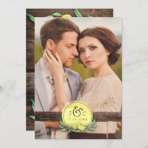 PHOTO WEDDING INVITATION | Rustic Barn Wood Lemon