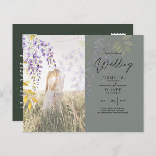 PHOTO WEDDING INVITATION Wisteria Floral BUDGET