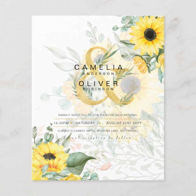 Photo Wedding Invitation with Sunflowers Flyer (Front)