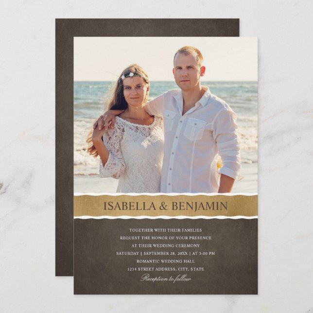 Photo wedding invitations | Modern Elegant Picture (Front/Back)