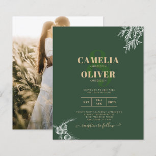 PHOTO Wedding Invite Juniper Green Modern Budget